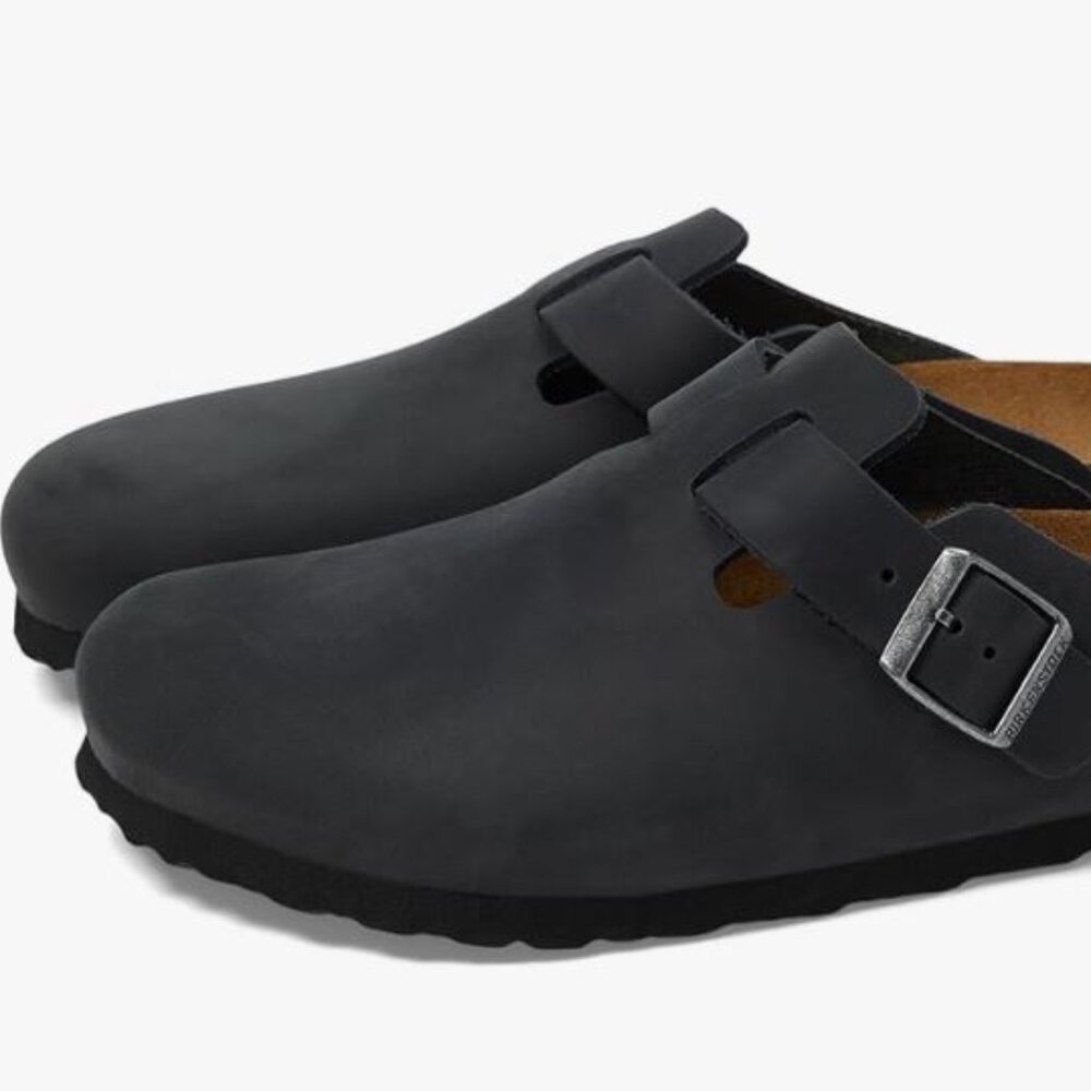 Birkenstock Boston Clogs - Oiled Leather Black Unisex Size EU 38